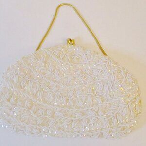 K. gimbel Vintage Women's Evening Handbag, White, Beads, Sequins, Convertible